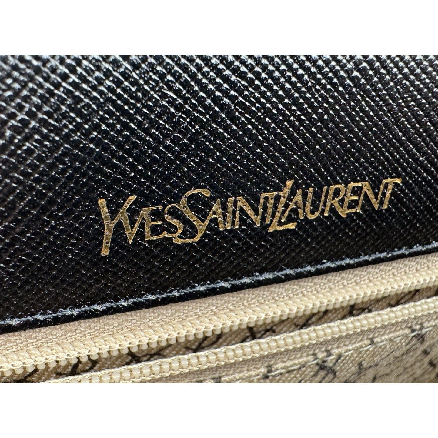 Yves Saint Laurent YSL Black Textured Leather Gold-Tone Flap Clutch Bag C-5