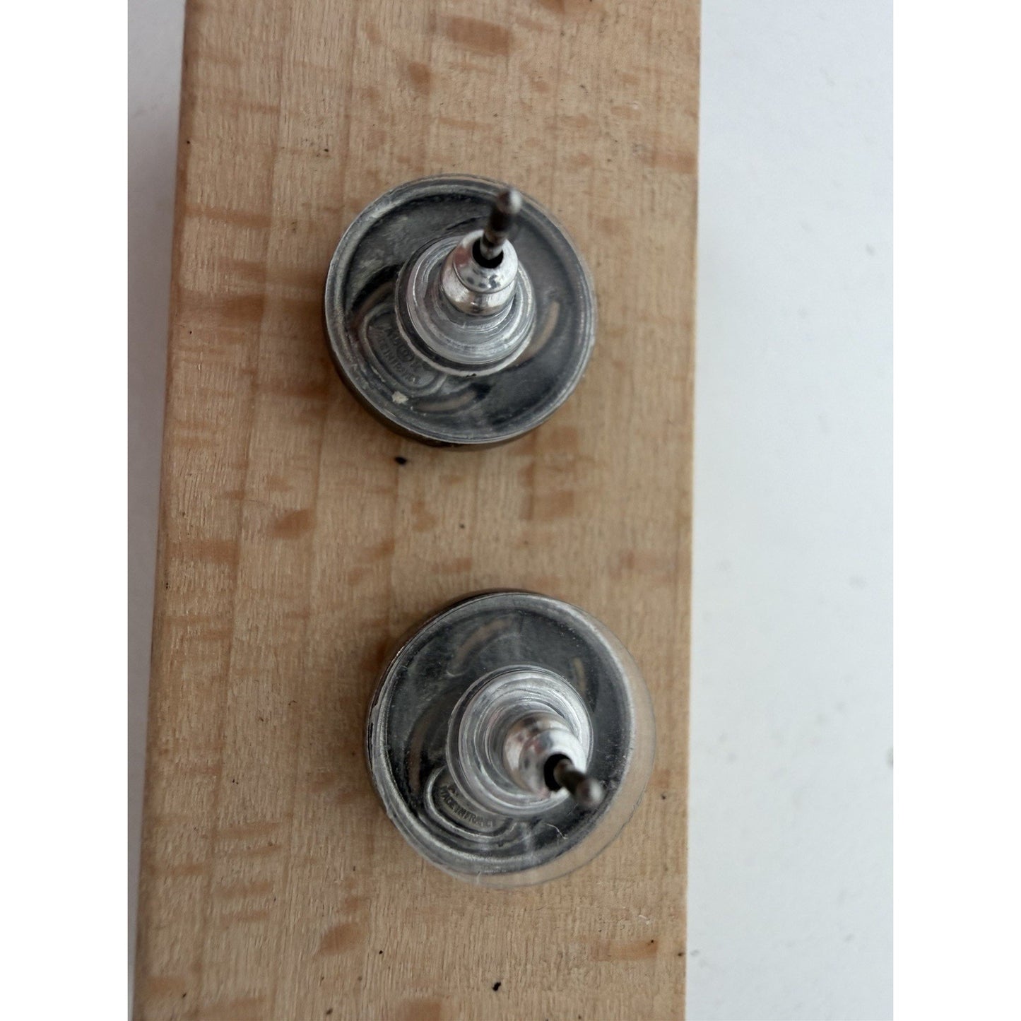 Chanel Ruthenium-Like Finish Round Stud Earrings with CC Logo Design K3