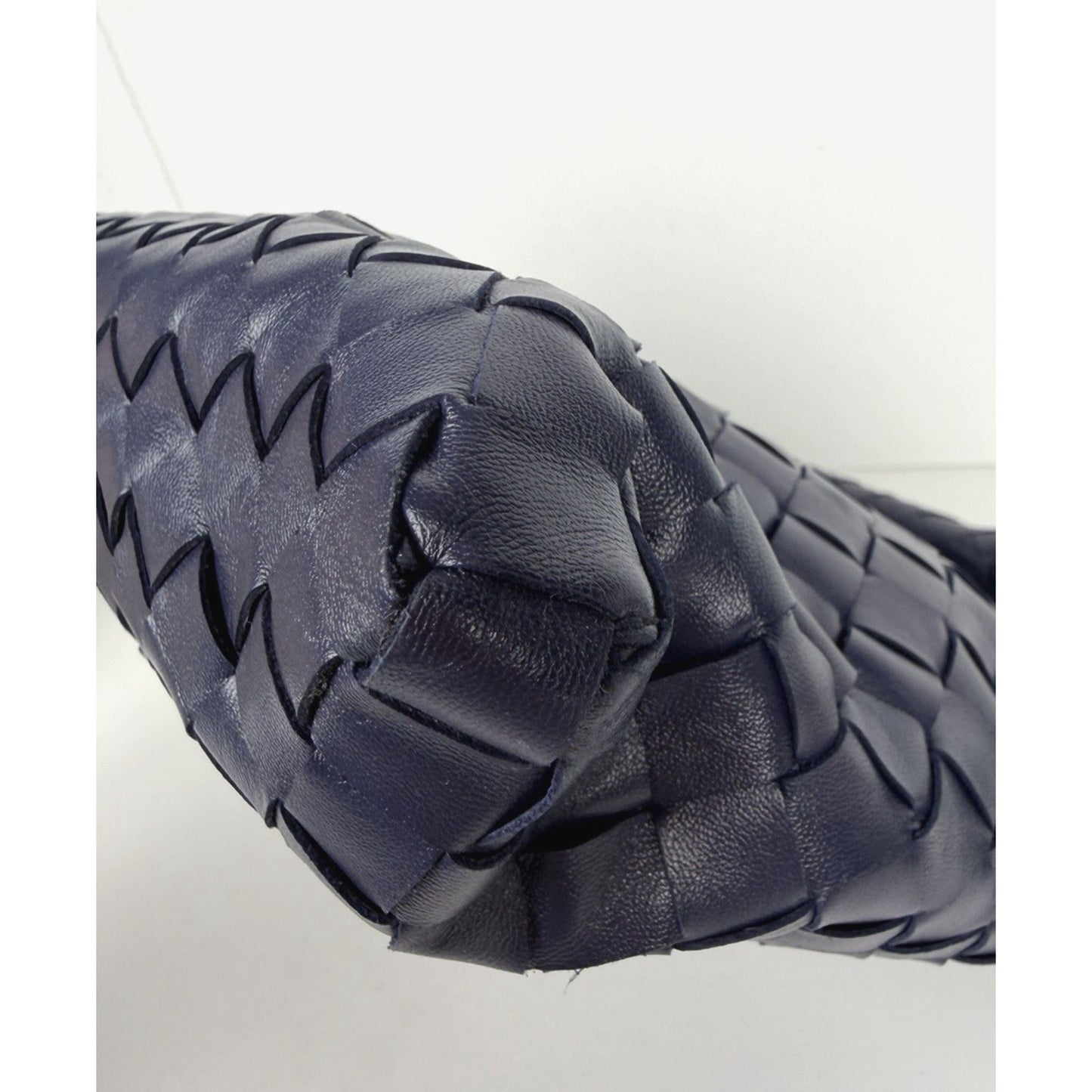 Bottega Veneta Small Hop Hobo Bag in Blue Intrecciato Woven Lambskin Leather D5