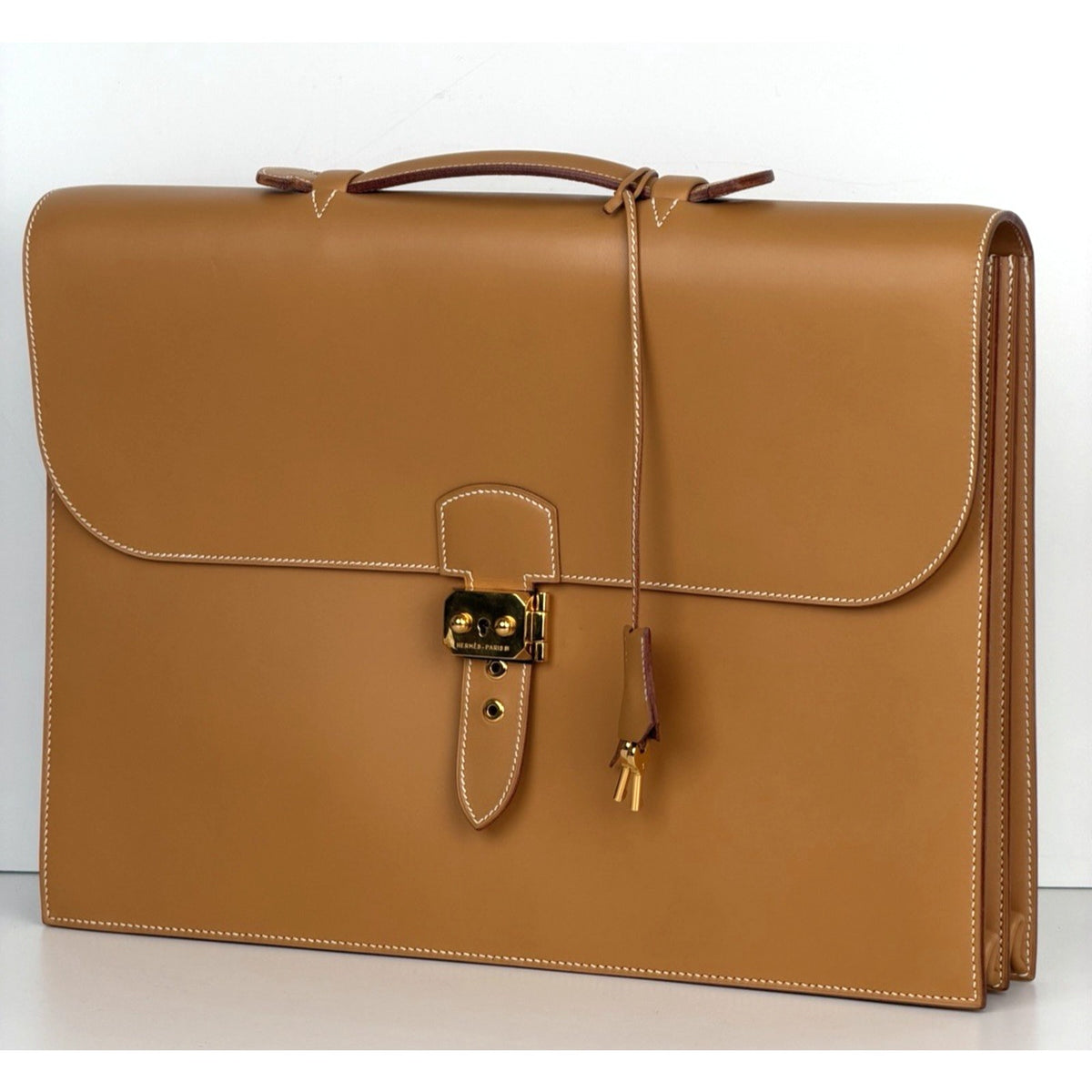 Hermes Sac a Depeches 41 Briefcase Bag in Gold Leather C-4