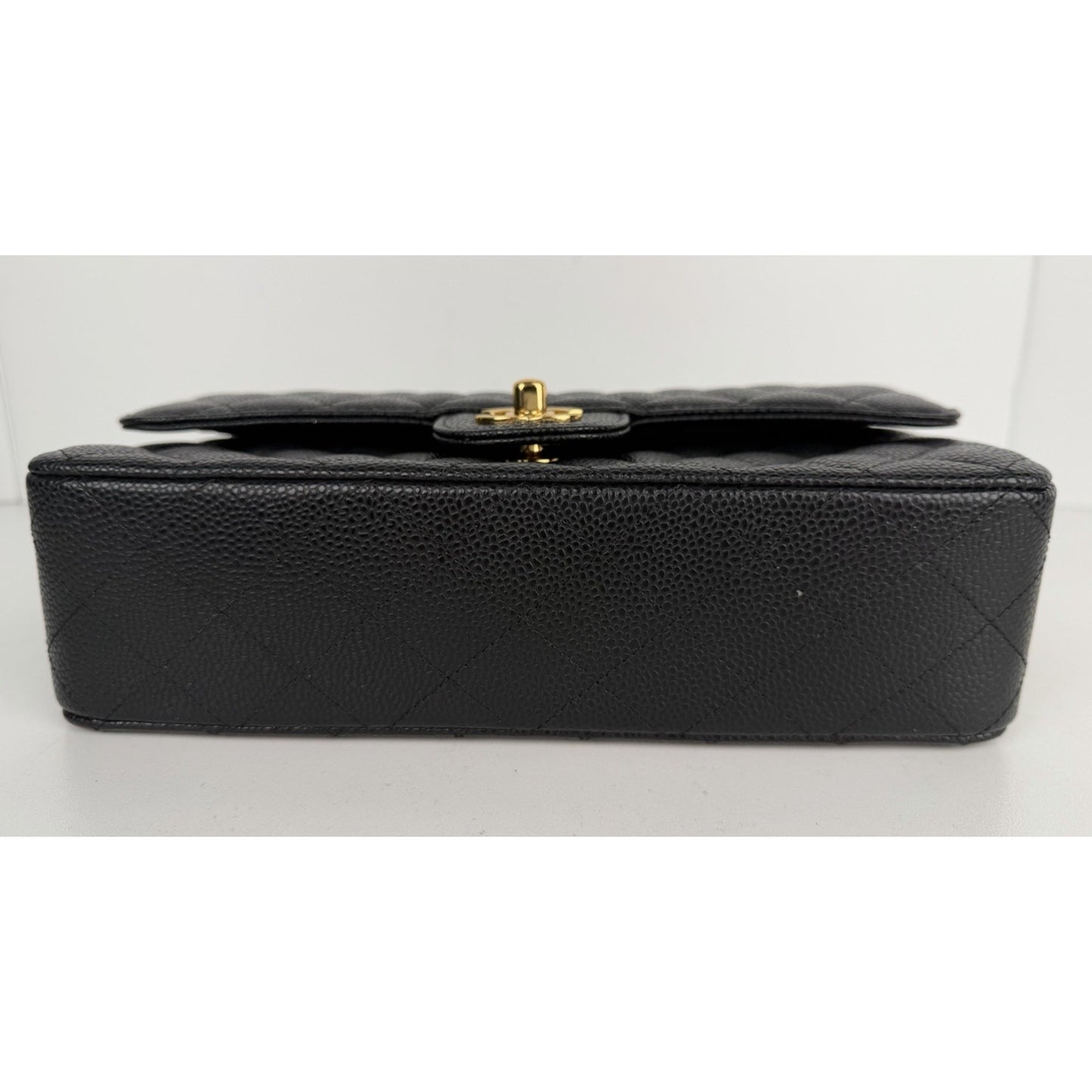 Chanel Classic Double Flap Bag Medium in Black Quilted Caviar Leather NFC D-8