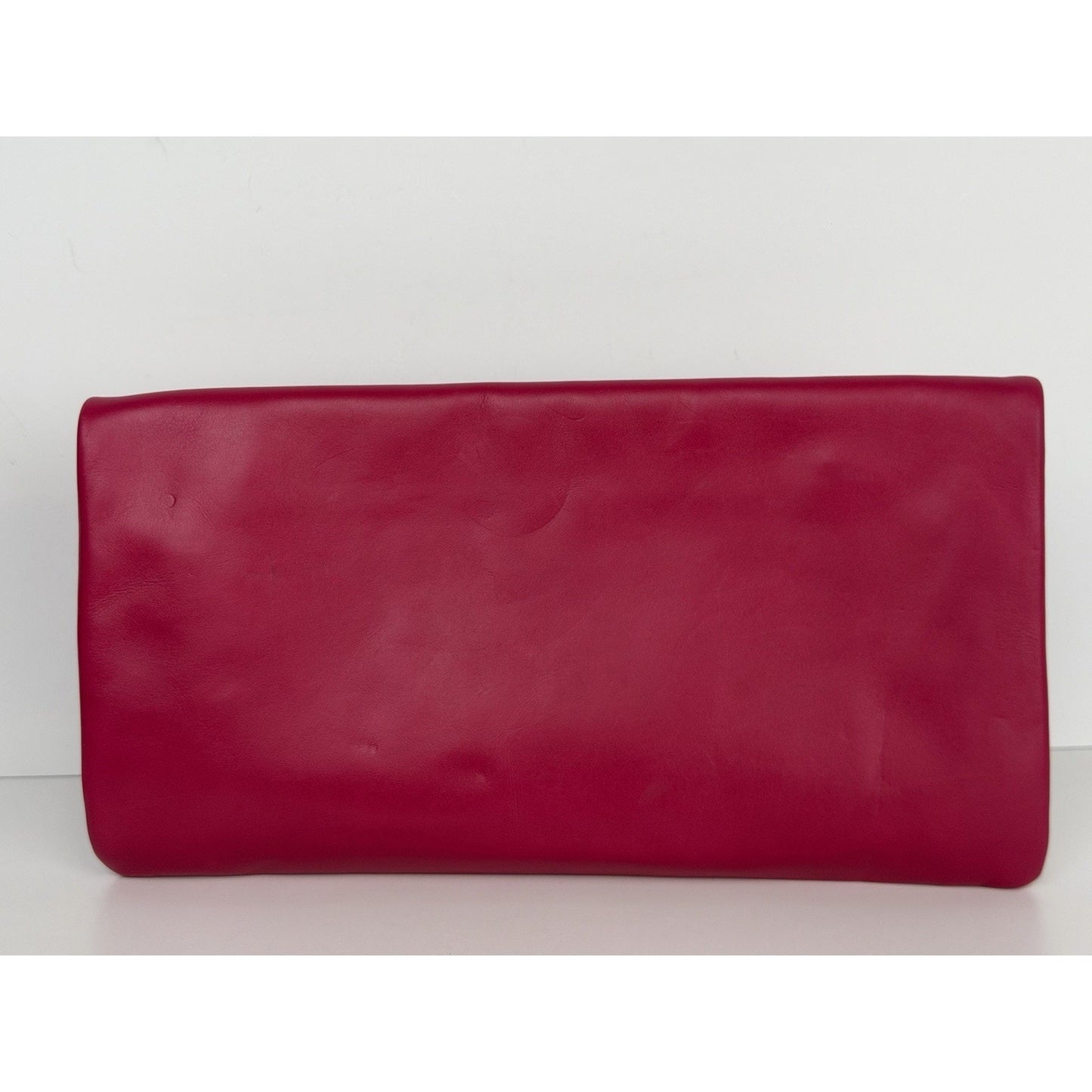 Saint Laurent Pouch Folding Flap Clutch Bag in Fuchsia Leather S13