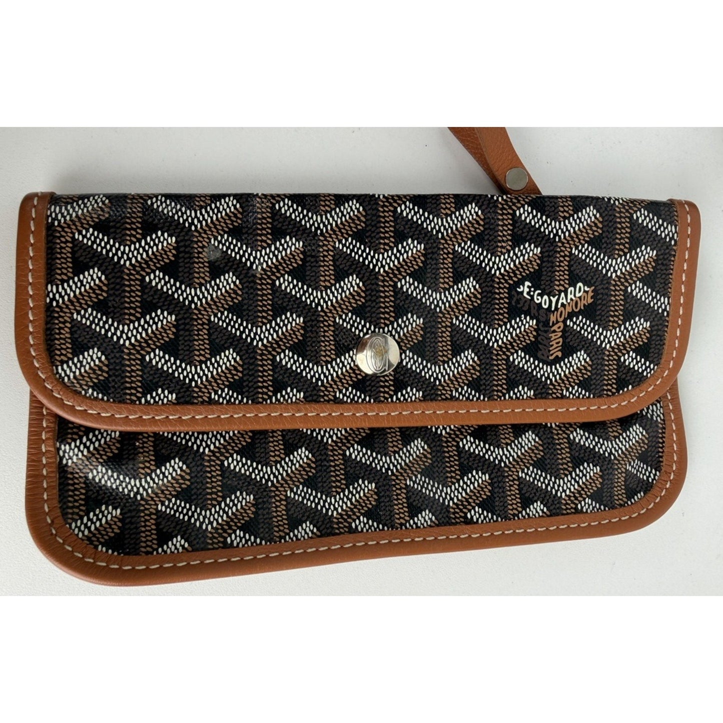 Goyard Saint Louis PM Tote Bag in Black & Tan Classic Chevron Coated Canvas D2