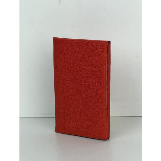 Hermes Chevre Mysore Calvi Red Card Case in Grained Leather 2021