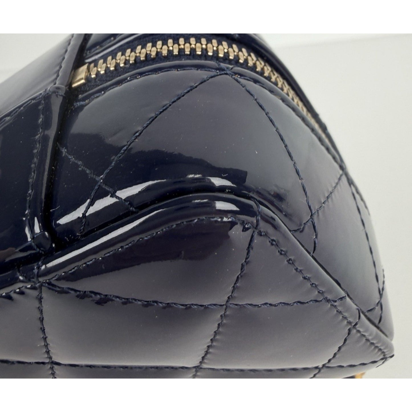 Chanel Woven Chain Top Handle Vanity Case Mini in Quilted Patent Leather NFC U3