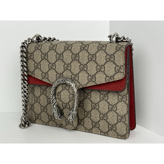 Gucci GG Supreme Monogram Mini Dionysus Shoulder Bag in Hibiscus Red