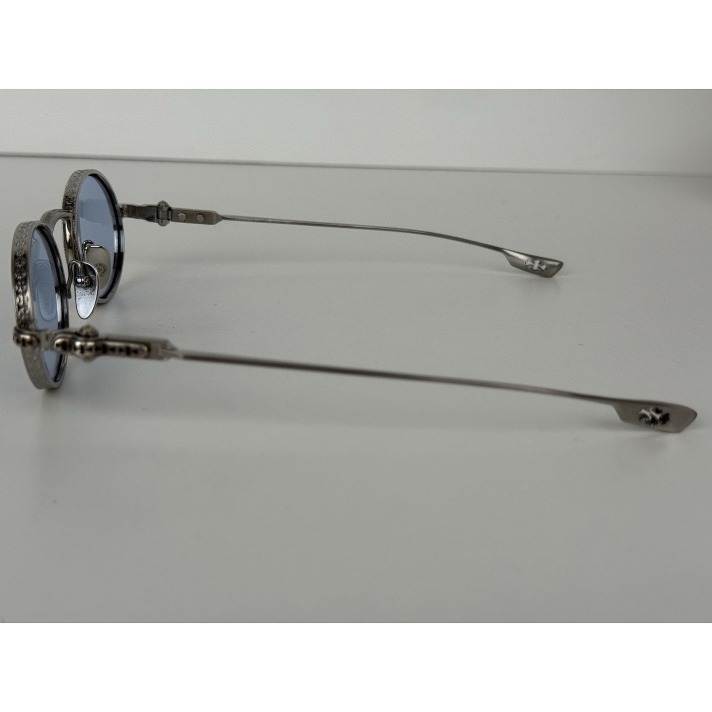 CHROME HEARTS Honey Dipped Sterling Silver Oval Blue Sunglasses