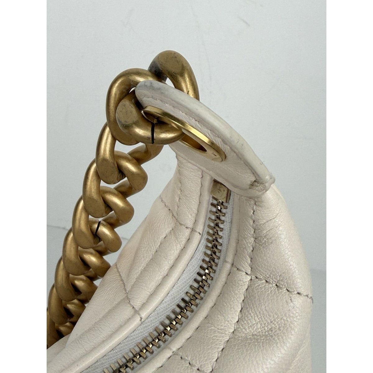 Chanel Trendy Pockets Hobo Bag Medium in White Quilted Lambskin Leather NFC B7