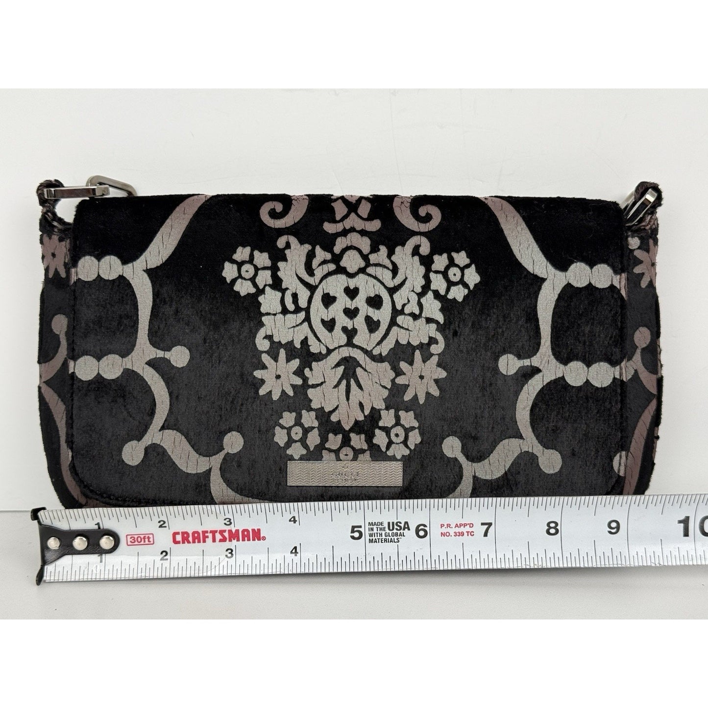 Gucci Vintage Velvet Devore Chain Black Shoulder Bag