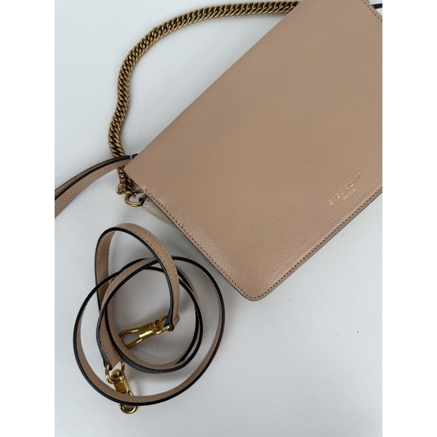 Givenchy Cross 3 Crossbody Bag with Chain Handle in Beige Leather S-12
