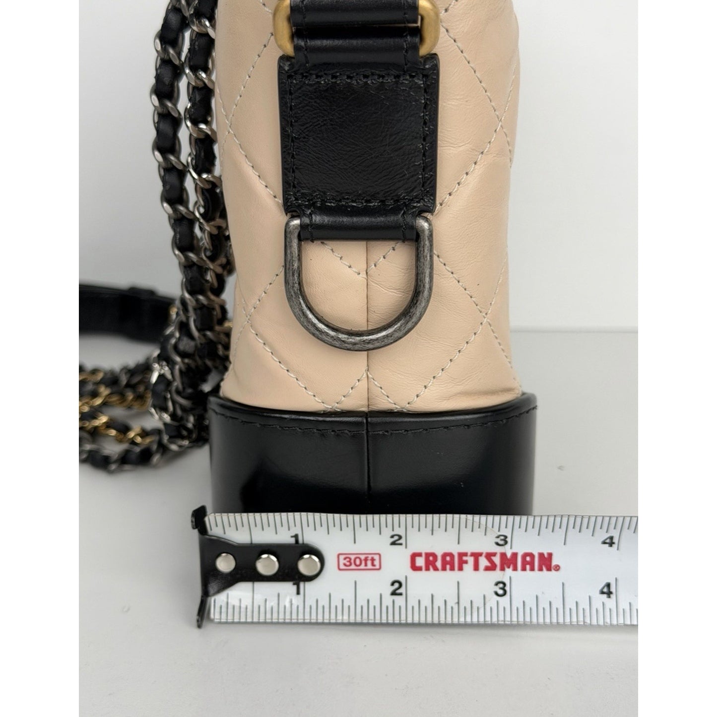 Chanel Small Gabrielle Hobo Bag in Beige and Black Aged Leather 2018 E1