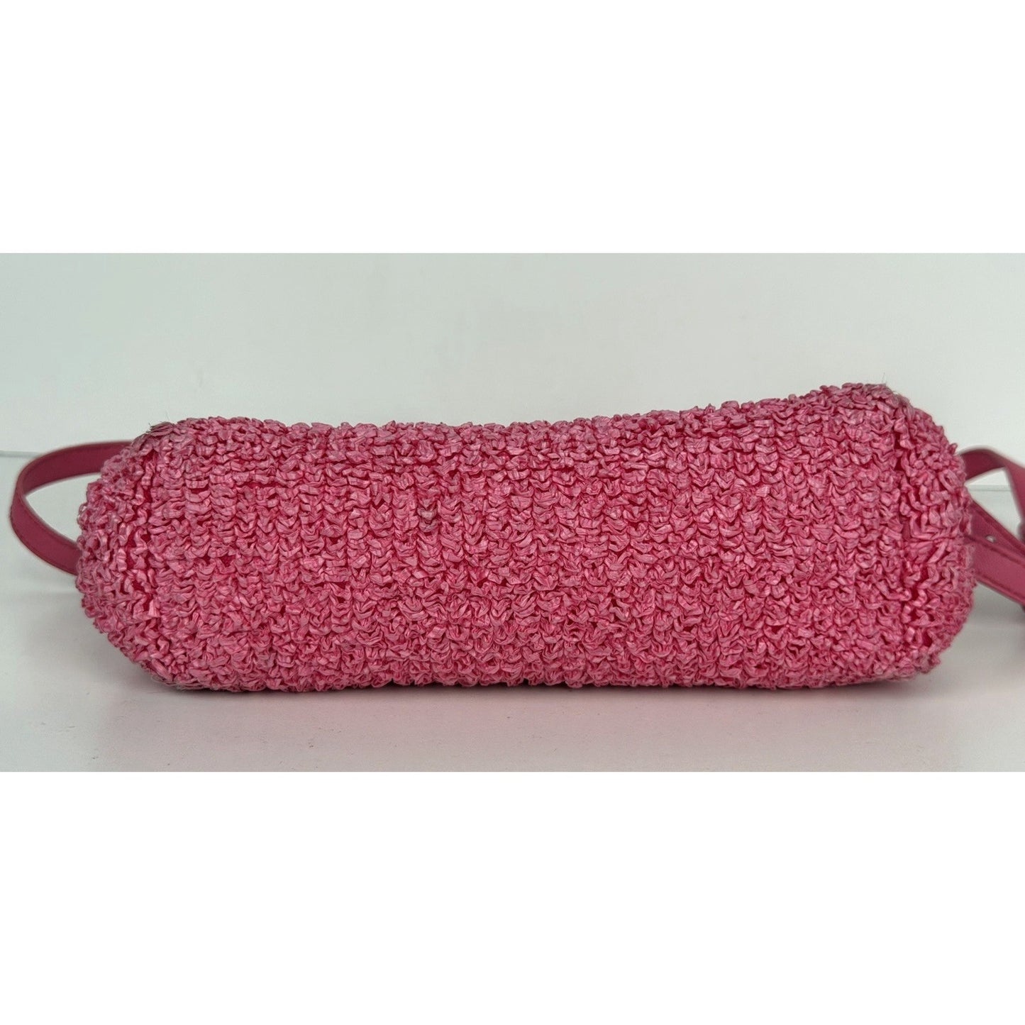 Bottega Veneta Boucle The Point Top Handle Bag Small in Pink Curly Raffia S19