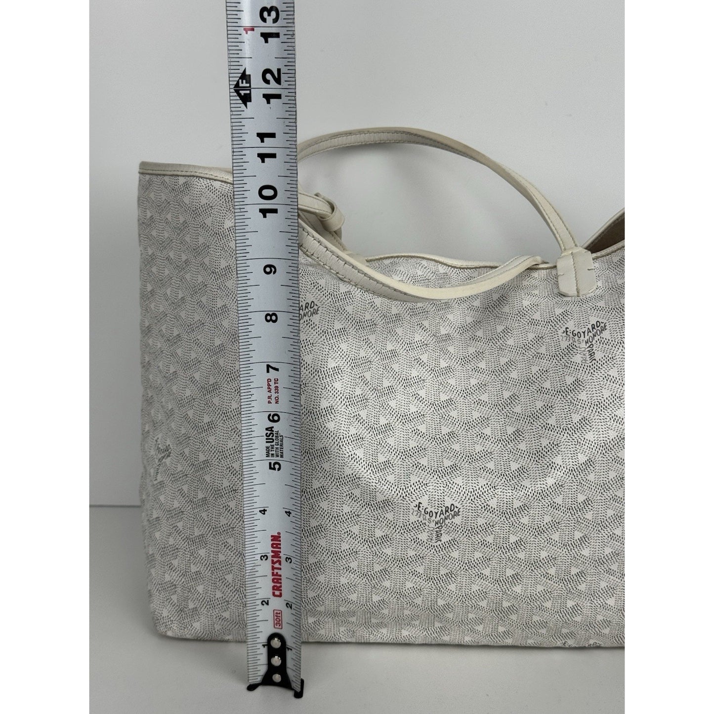 Goyard Saint Louis Tote Bag in White Goyardine Canvas with Pouch E-2