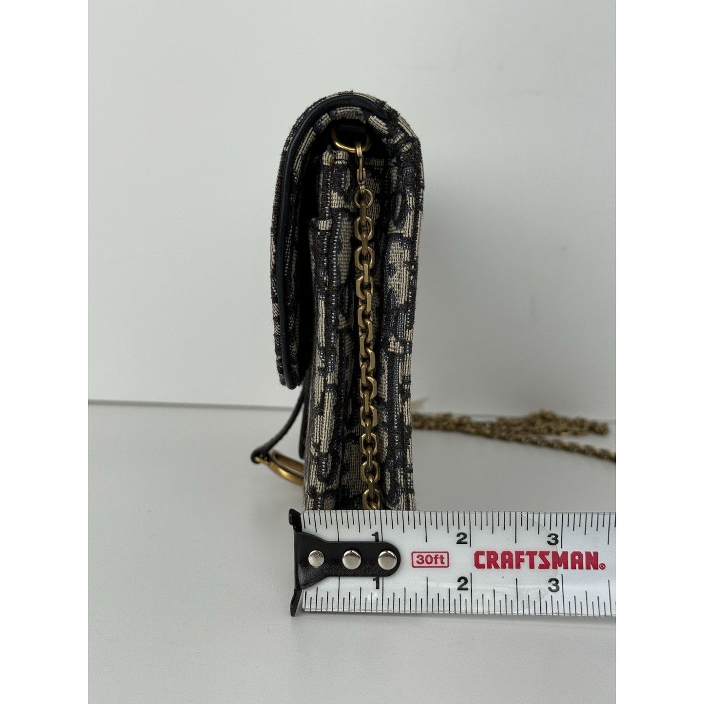 Blue Dior Oblique Jacquard Medium Saddle Pouch with Chain
