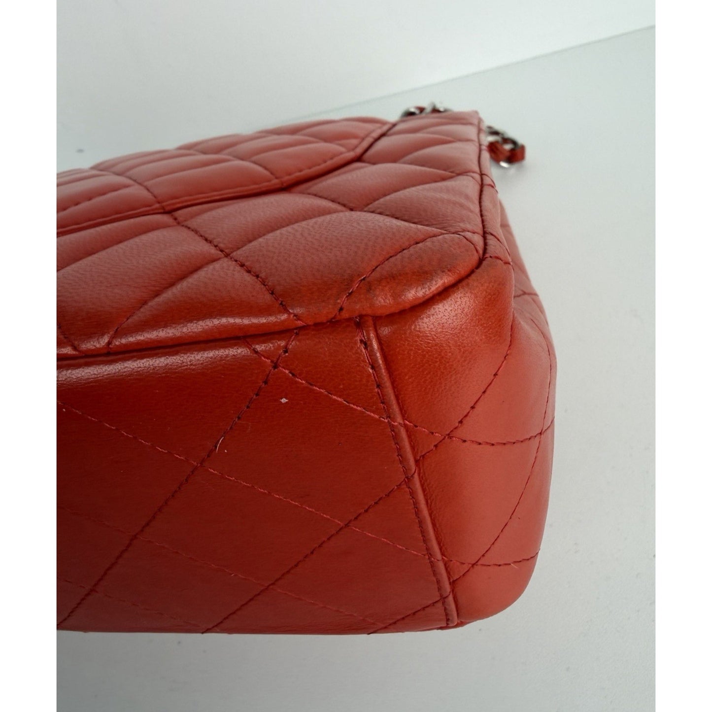 Chanel Classic Double Flap Maxi Bag in Orange Red Quilted Leather 2011 C8