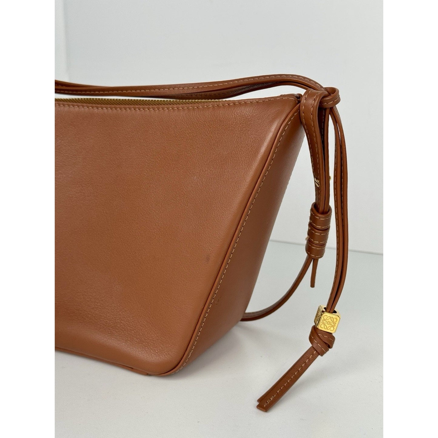 Loewe Mini Hammock Hobo Bag in Brown Leather with Gold Hardware E-3