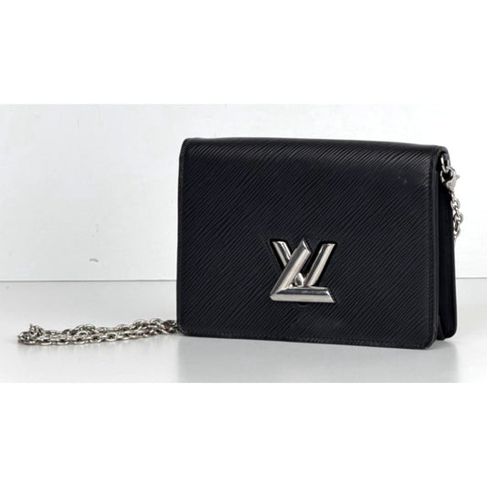 Louis Vuitton Twist Belt Wallet Bag on Chain Black Textured Epi Leather NFC S11