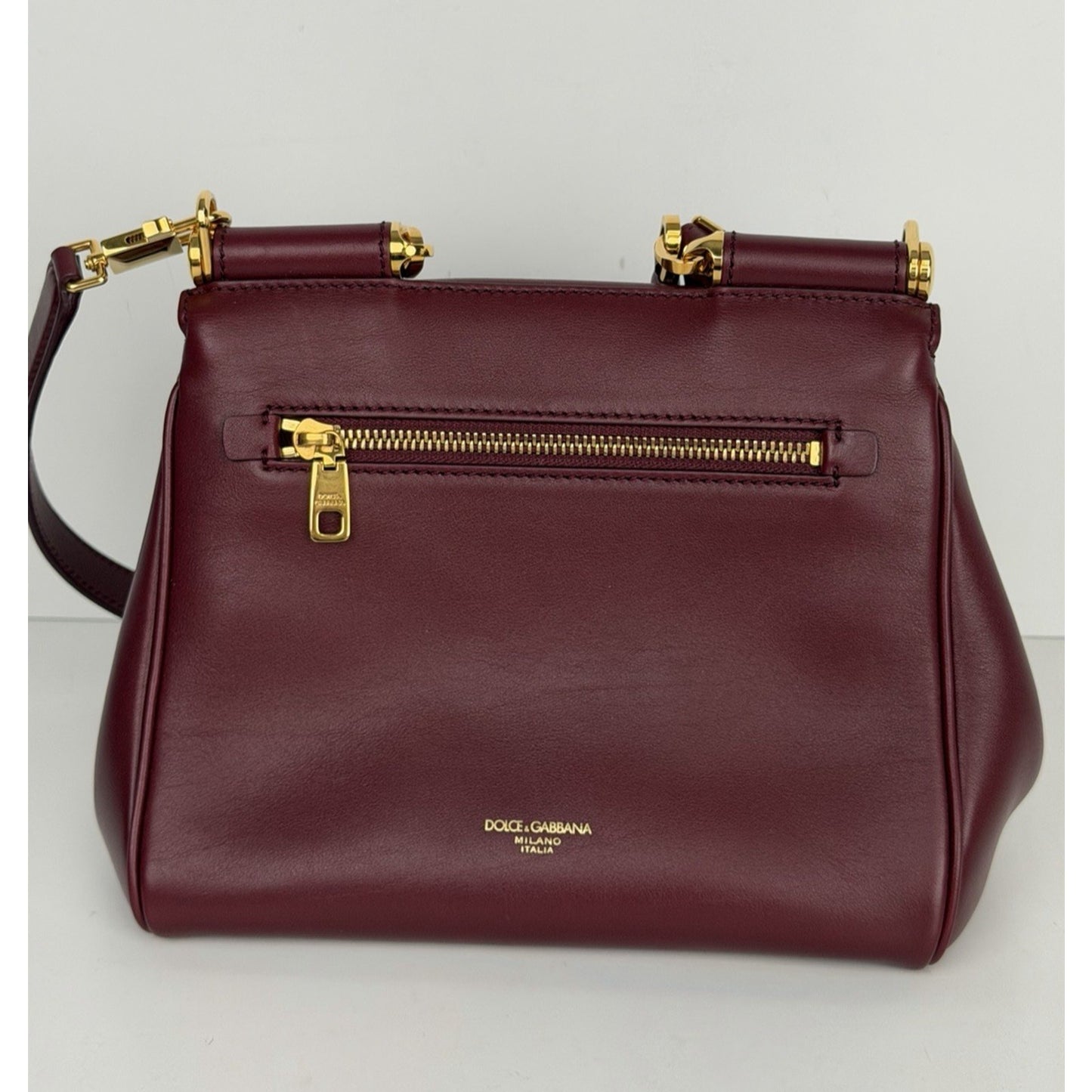 Dolce & Gabbana My Sicily Leather Medium Handbag in Bordeaux R1