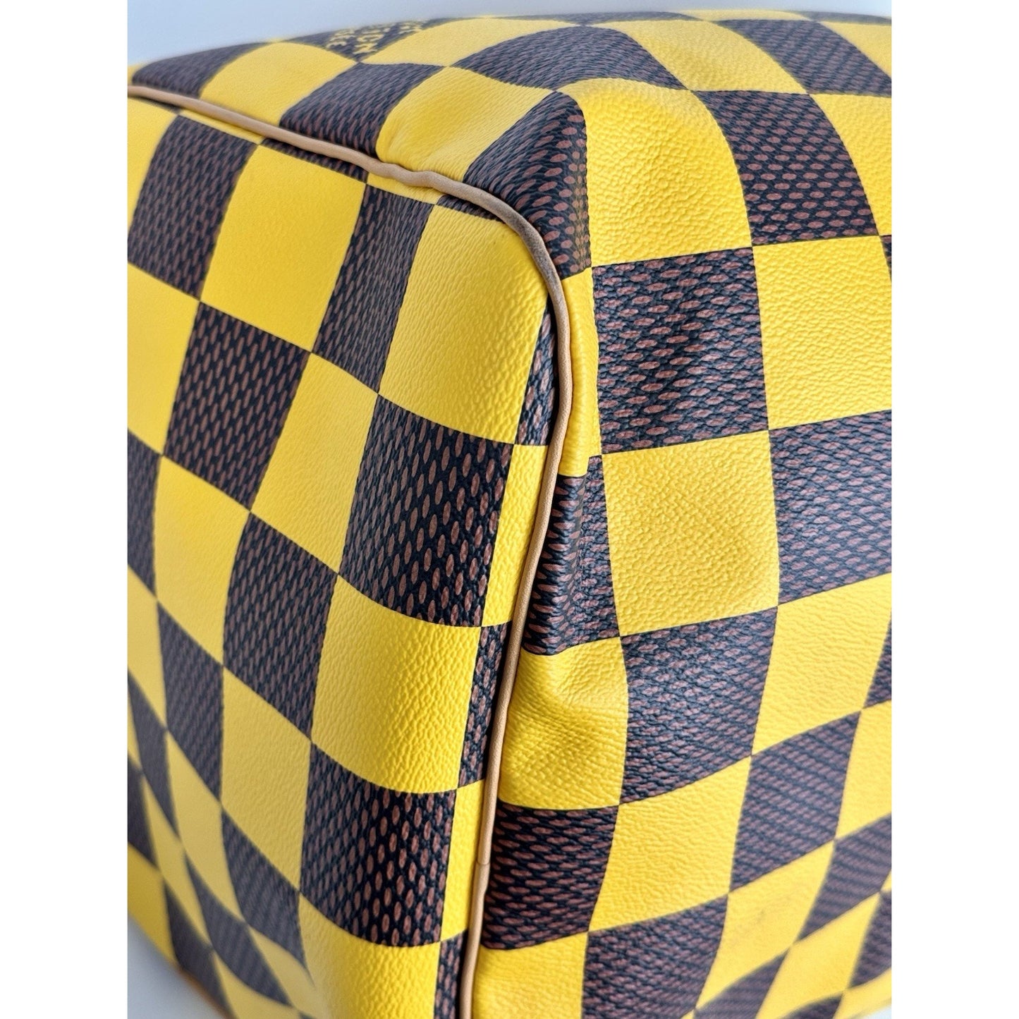 Louis Vuitton Speedy 55 Bandouliere Damier Pop Yellow and Brown Canvas