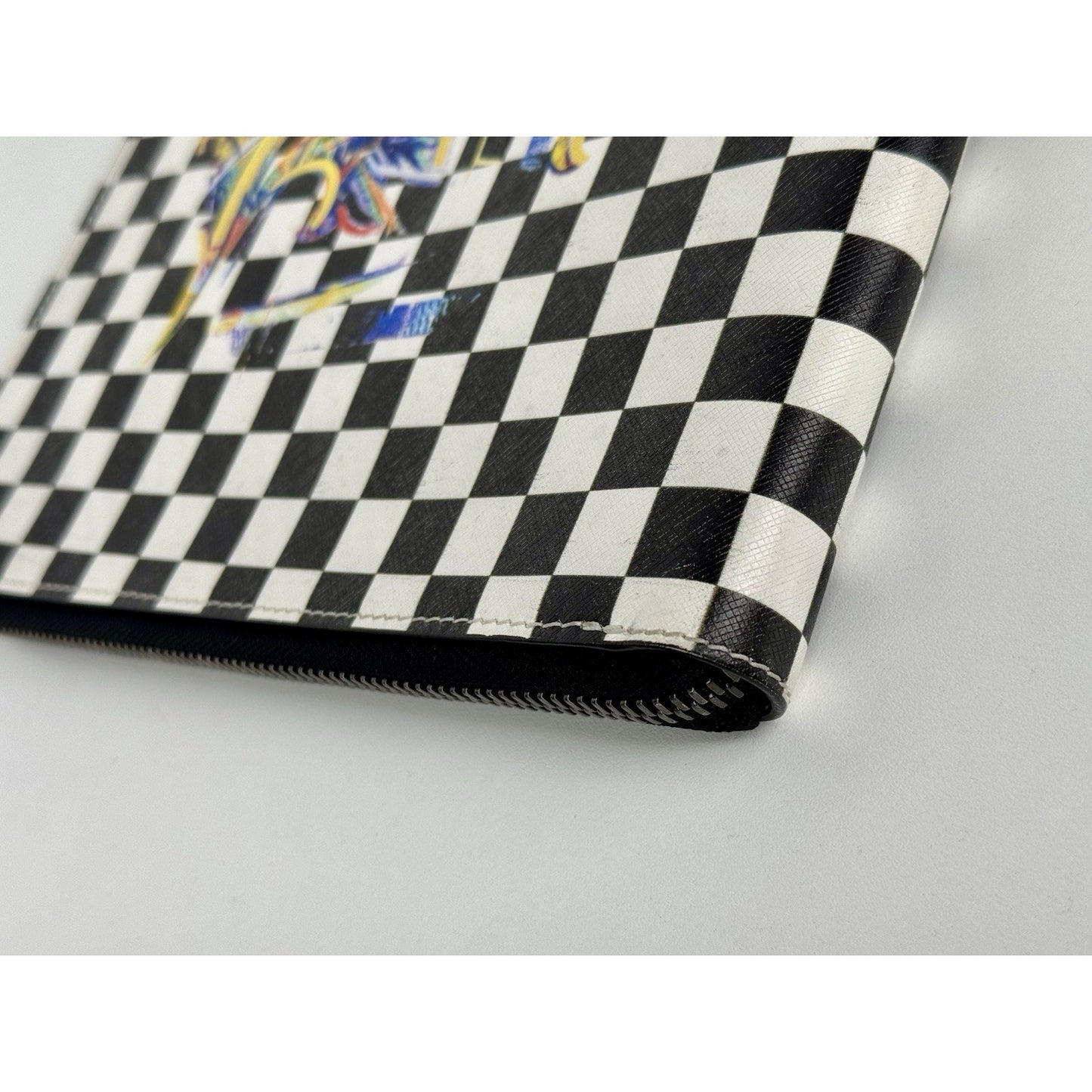 Versace Multicolour Checkerboard Pattern Leather Handbag Silver Hardware