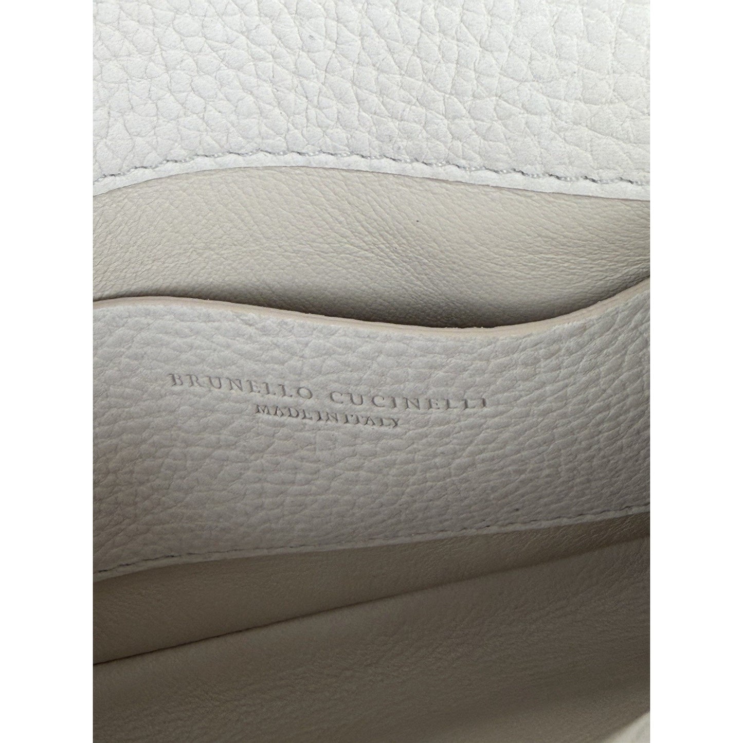 Brunello Cucinelli Shoulder Bag with Shearling Trim in Off-White Leather S15