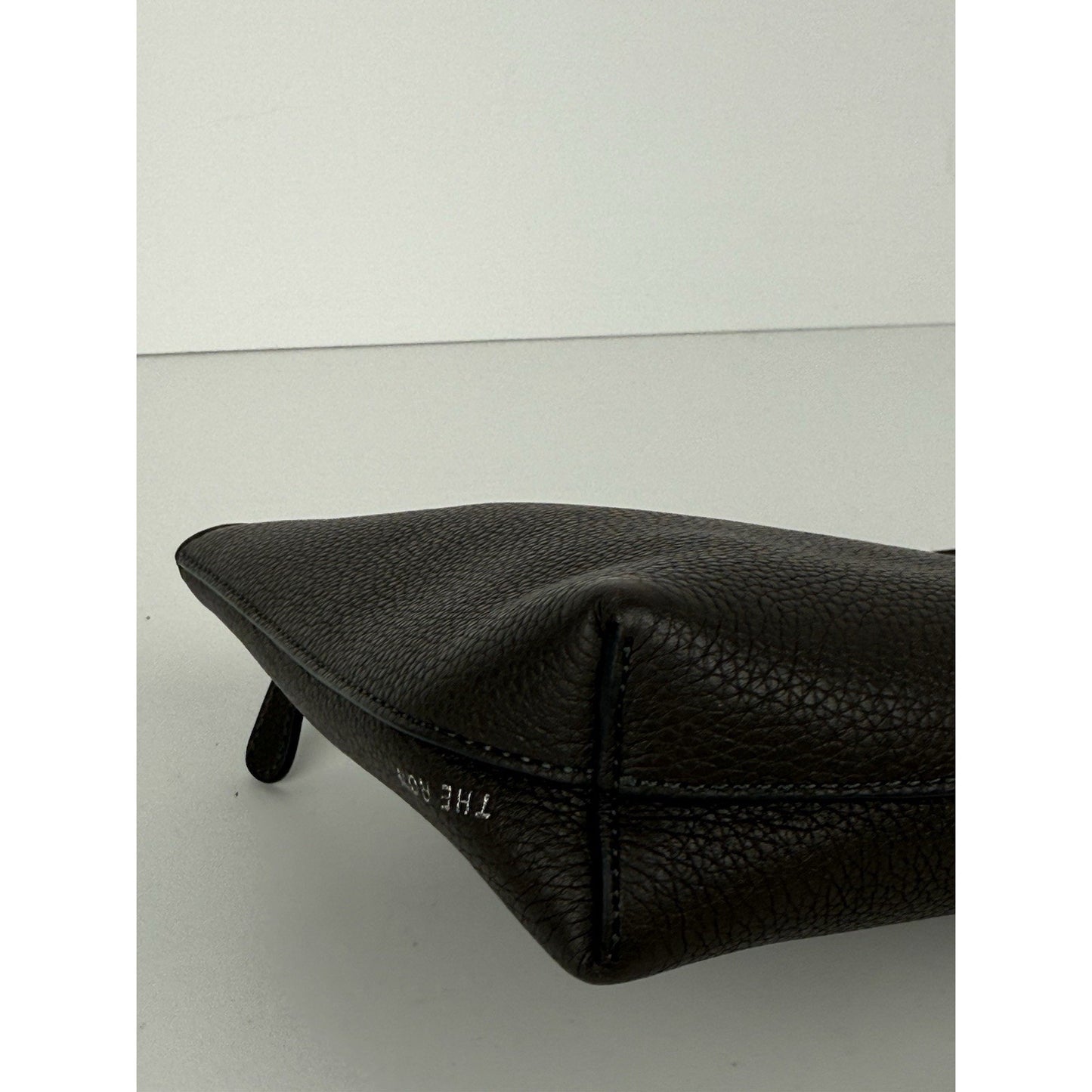 The Row Black Grained Leather Clutch