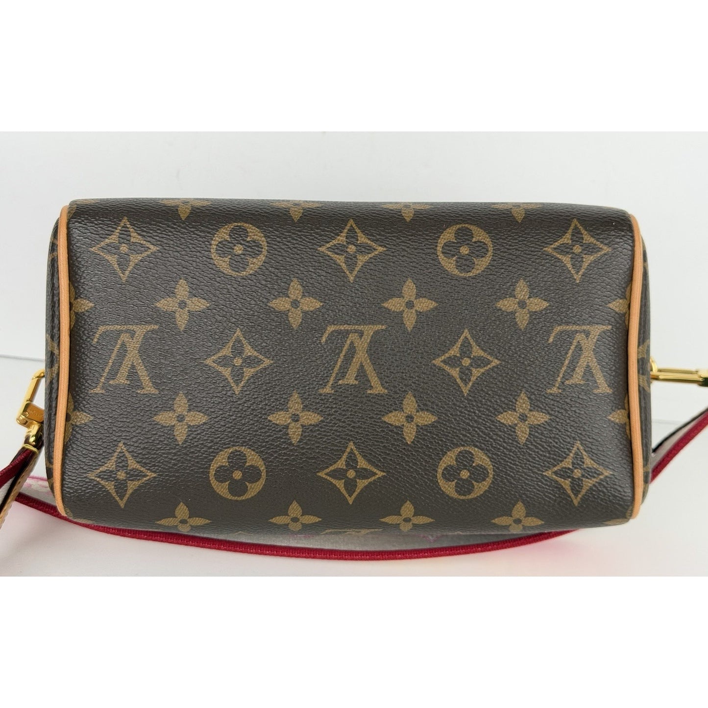 Louis Vuitton Speedy 20 HandBag Bandouliere Monogram Canvas & Pink Strap NFC E1