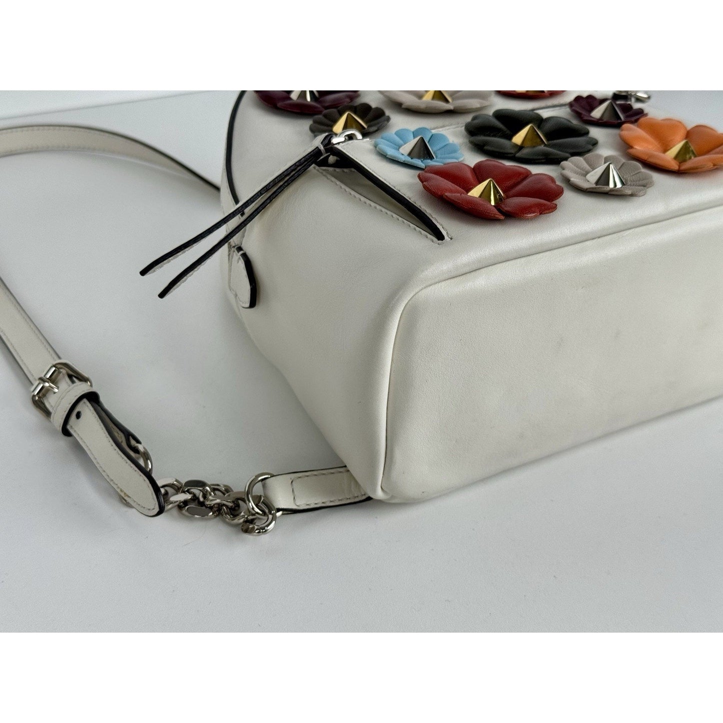 Fendi Flowerland Mini Backpack White Multicolor Leather C-6