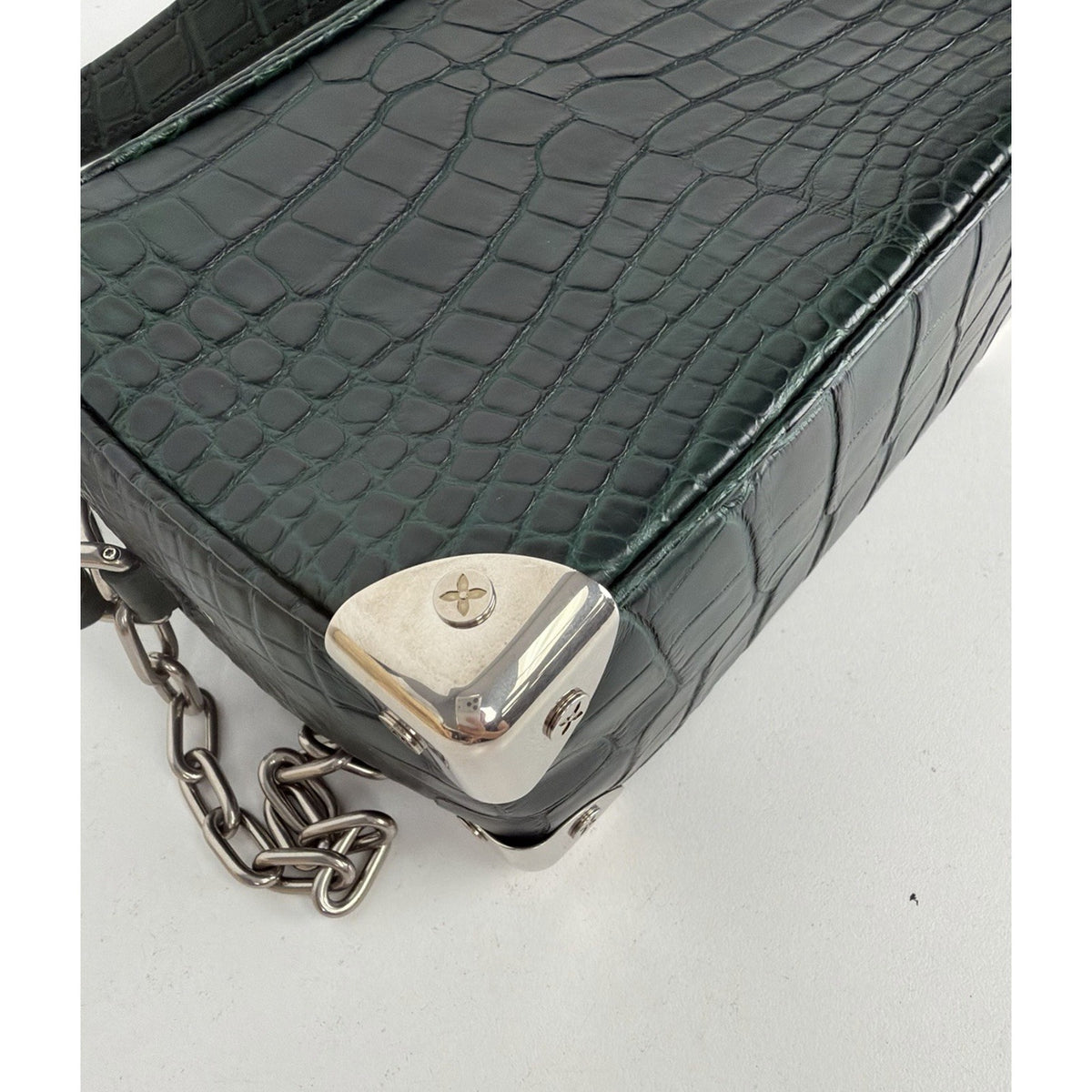 Louis Vuitton Soft Trunk Crossbody Bag Mini in Green Crocodile Leather NFC E2