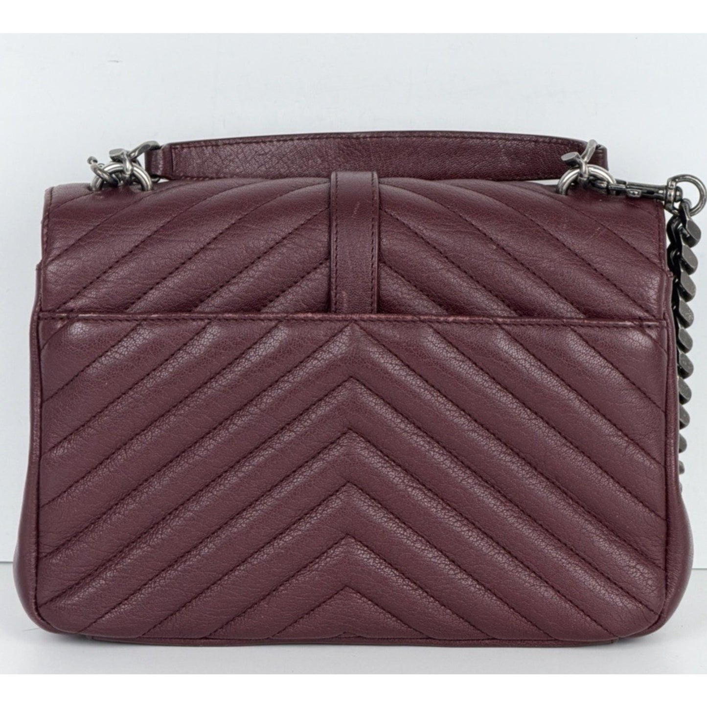 Saint Laurent Medium College Bag in Burgundy Quilted Leather D2