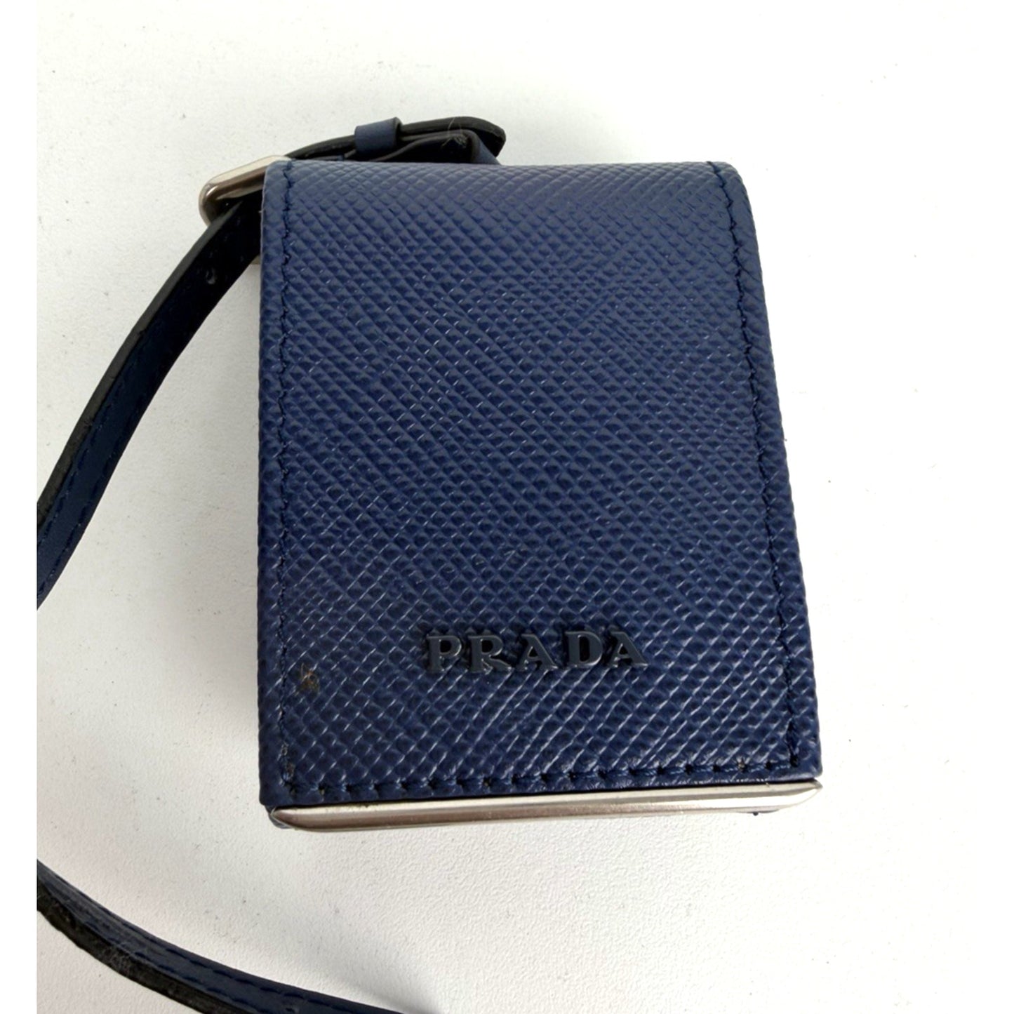 Prada Saffiano Cuir Leather Shoulder Bag Monochrome Small Metal Patches S-03