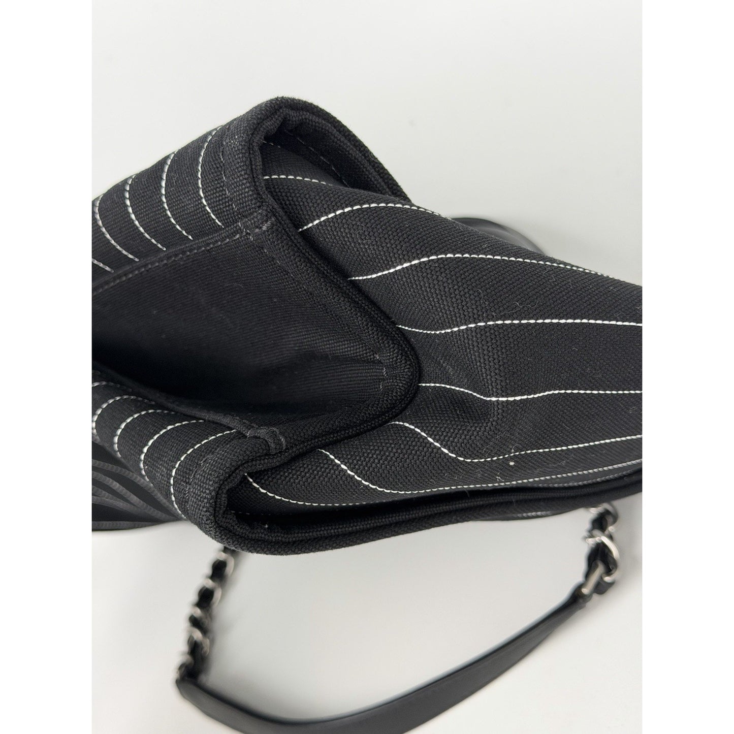 Chanel Deauville Large Shopping Tote Bag in Black and White Striped Canvas R1