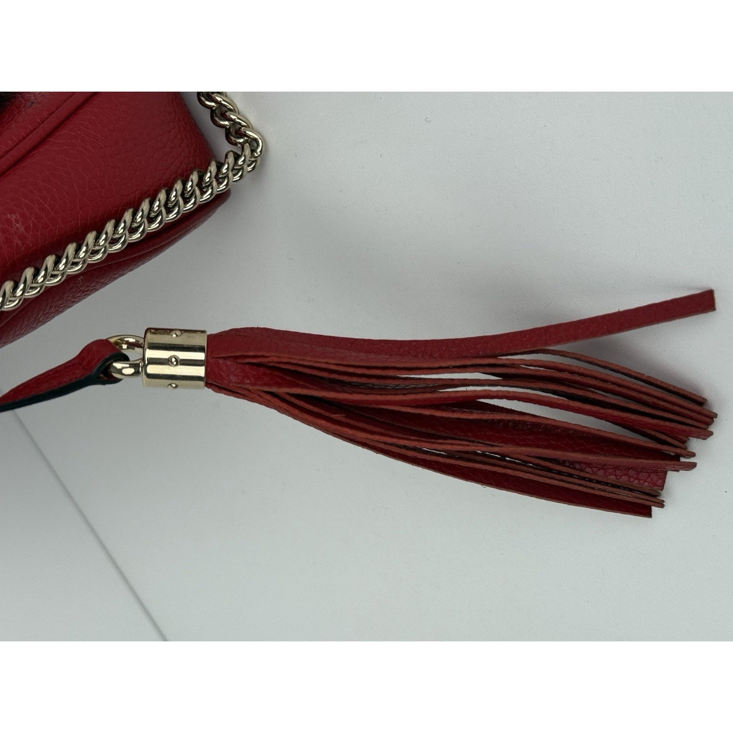 Gucci Soho Red Leather Medium Crossbody Bag with Chain Strap