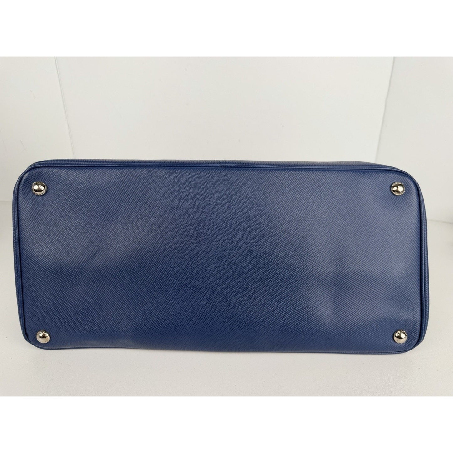 Prada Twin Tote Top Handle Bag Large in Blue Saffiano Cuir Leather S