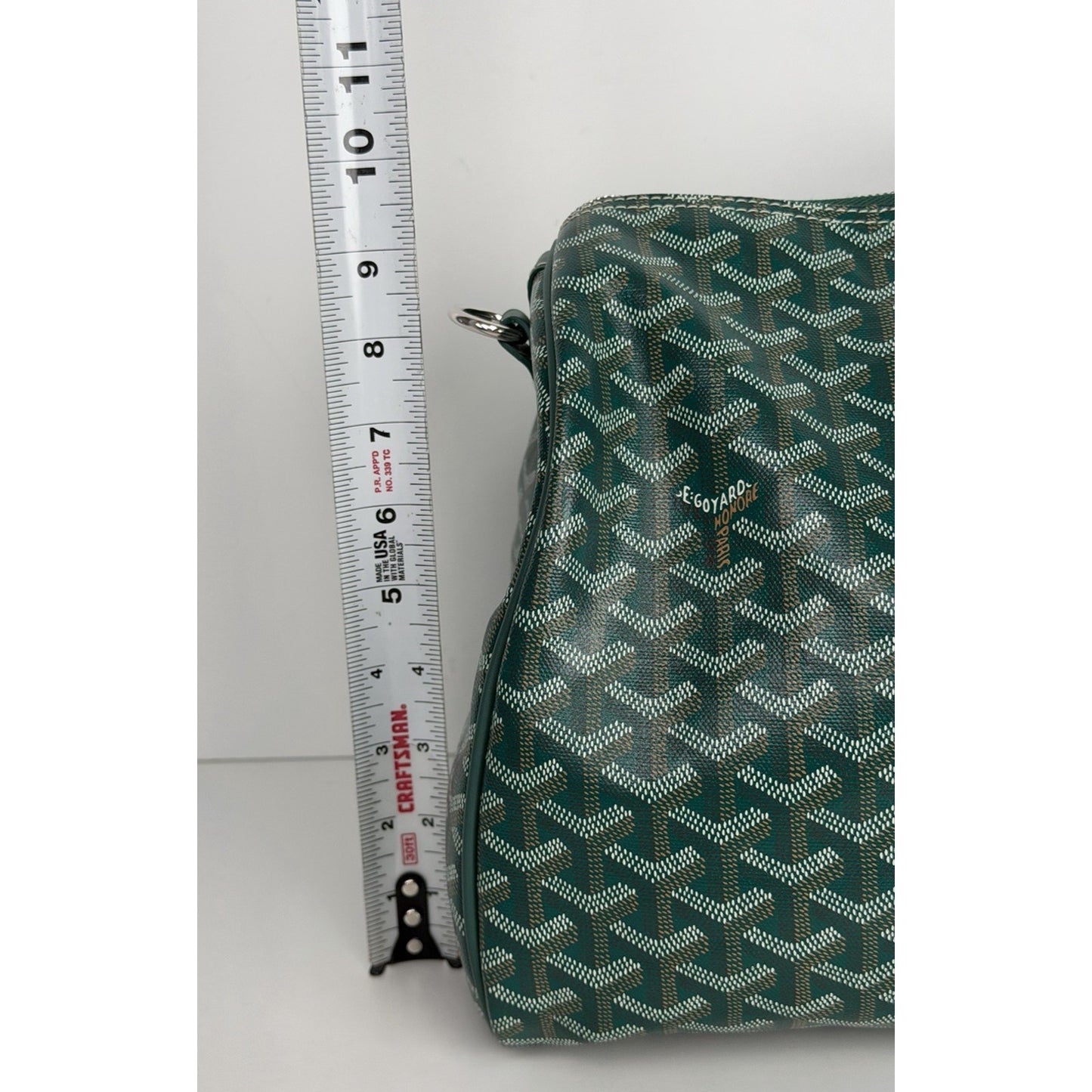 Goyard Boston 45 Travel Bag in Green Goyardine Canvas with Leather Trim