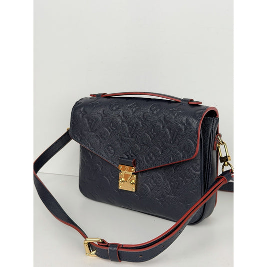 Louis Vuitton Pochette Metis MM Handbag Marine Rouge Empreinte Leather NFC E4