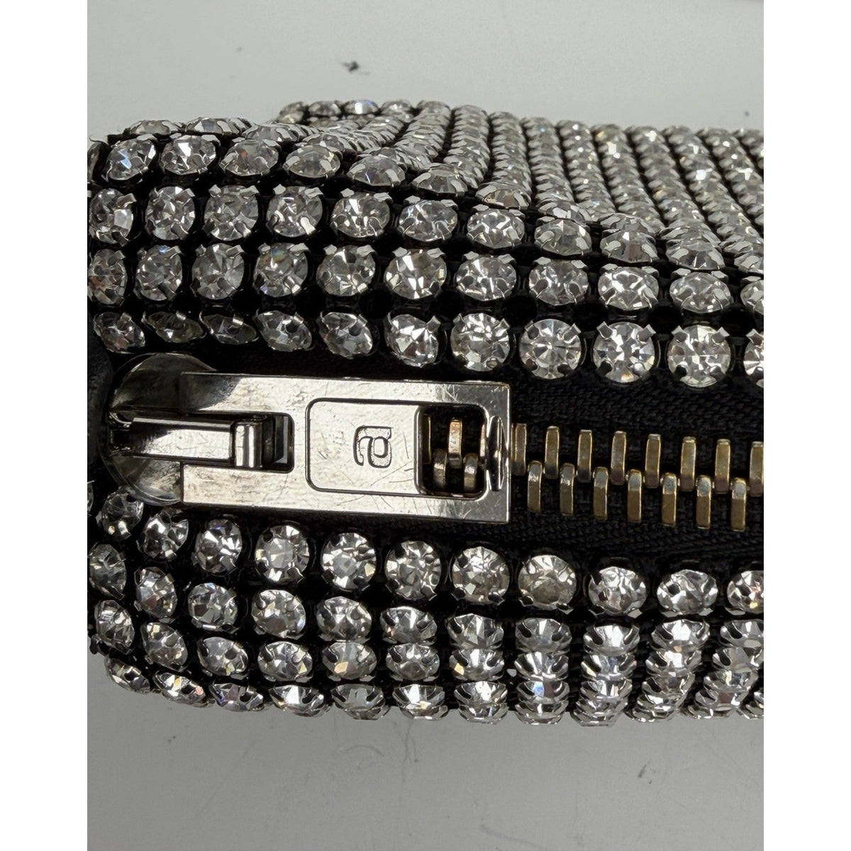 Alexander Wang Crystal Pouch Top Handle Bag in Black Allover Rhinestone Mesh S02