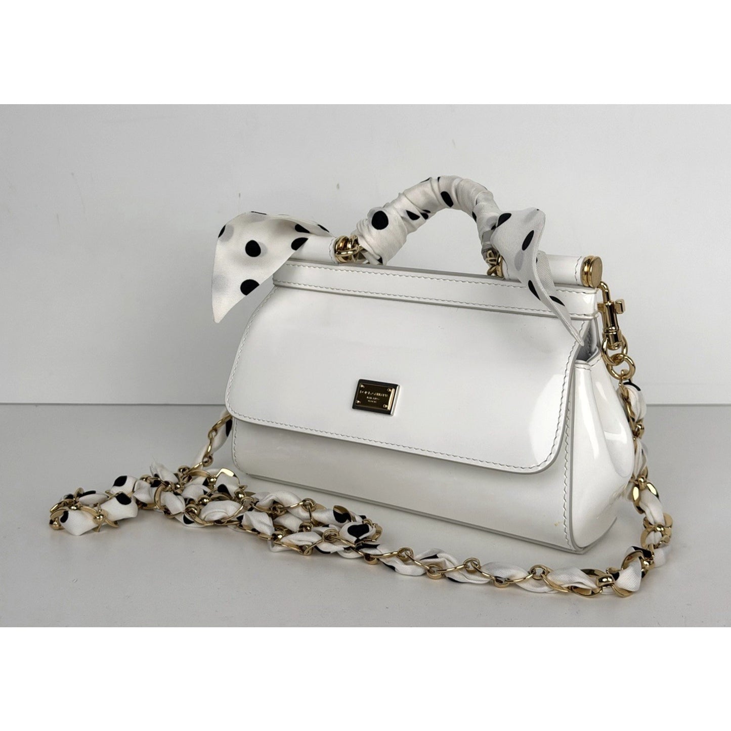 Dolce & Gabbana Sicily East-West Small Top Handle Bag in White Leather B1