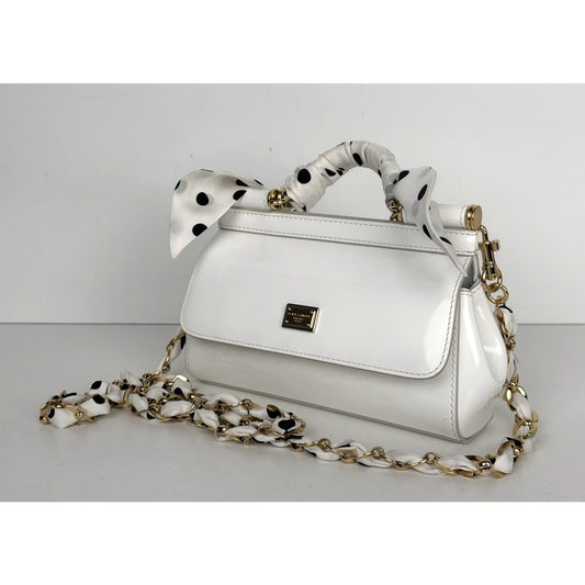 Dolce & Gabbana Sicily East-West Small Top Handle Bag in White Leather B1