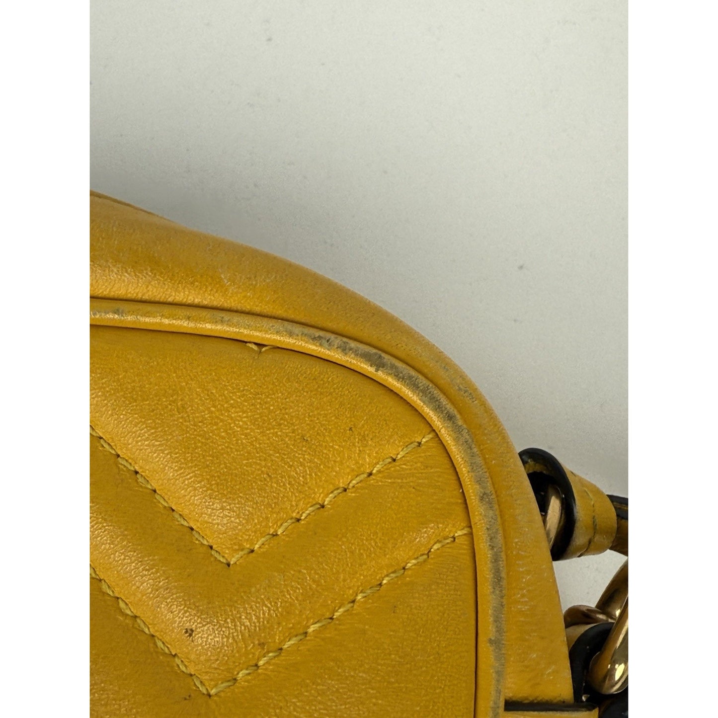 Gucci Mini Marmont Matelassé Yellow Leather Shoulder Bag