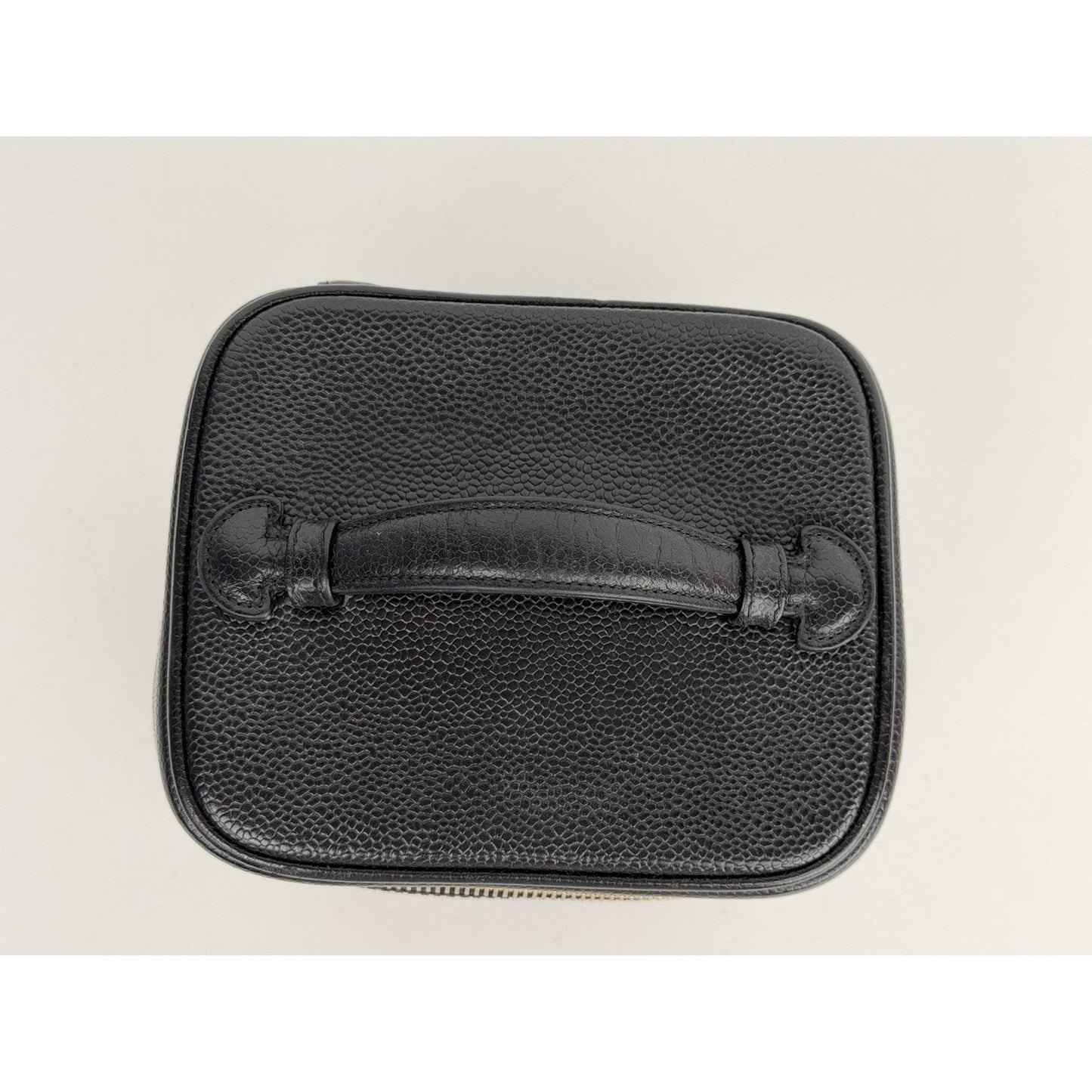 Chanel Caviar Vanity Cosmetic Case Vintage in Black Leather 1997-1999