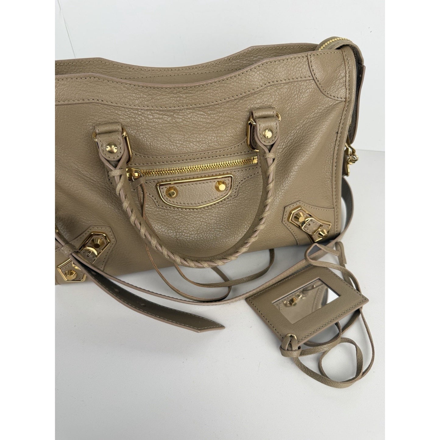 Balenciaga Metallic Edge City Bag Small in Beige Leather with Gold Hardware B-1