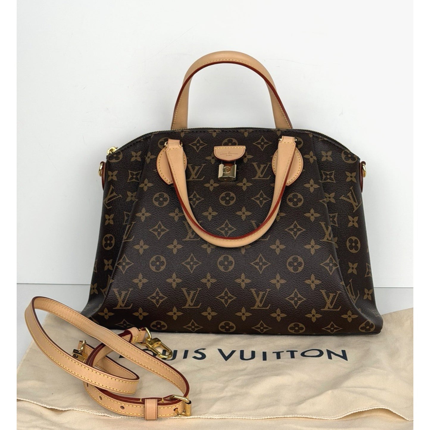Louis Vuitton Rivoli MM Satchel Bag in Brown Monogram Coated Canvas NFC C5