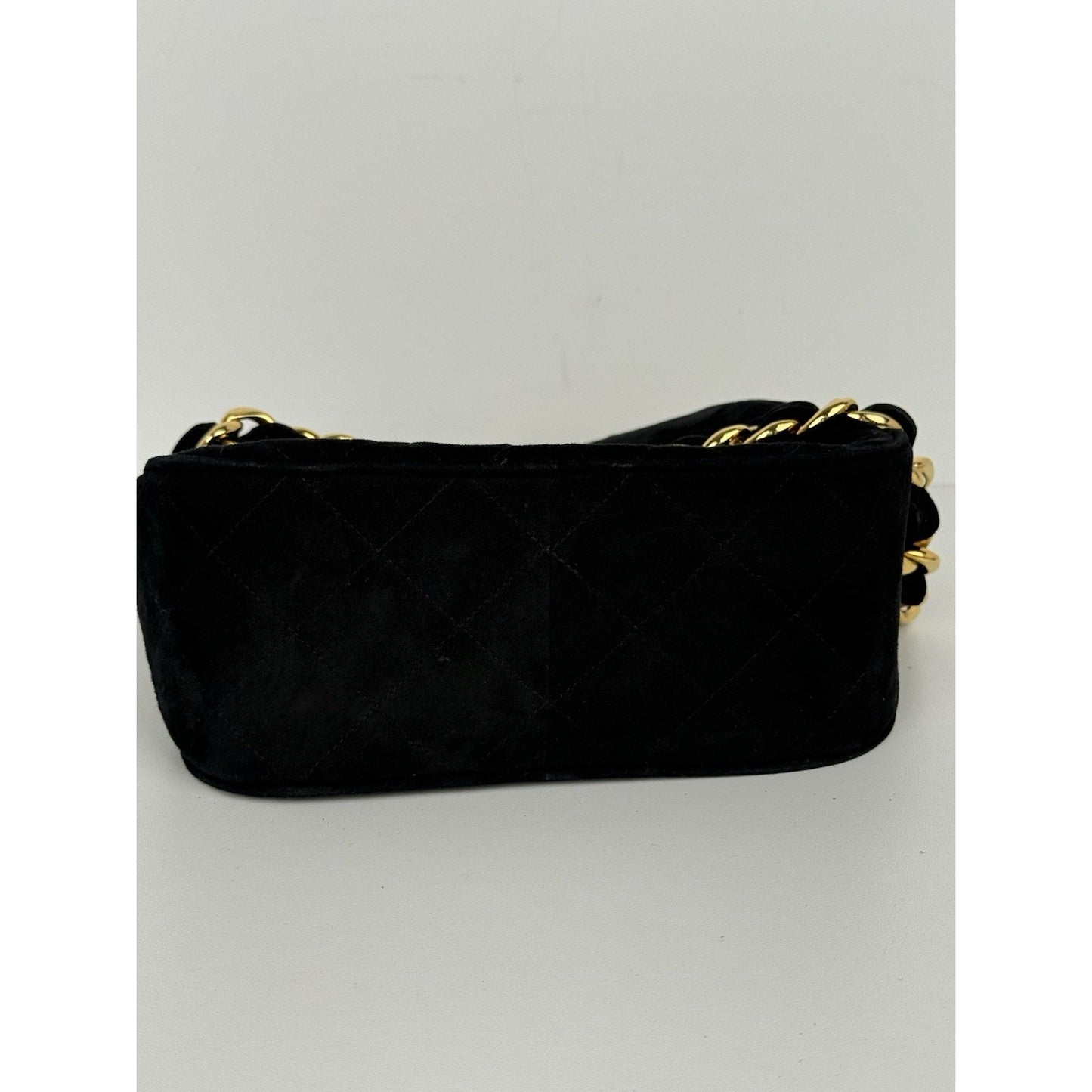 CHANEL Vintage Round Flap Quilted Suede Chain Strap Shoulder Bag