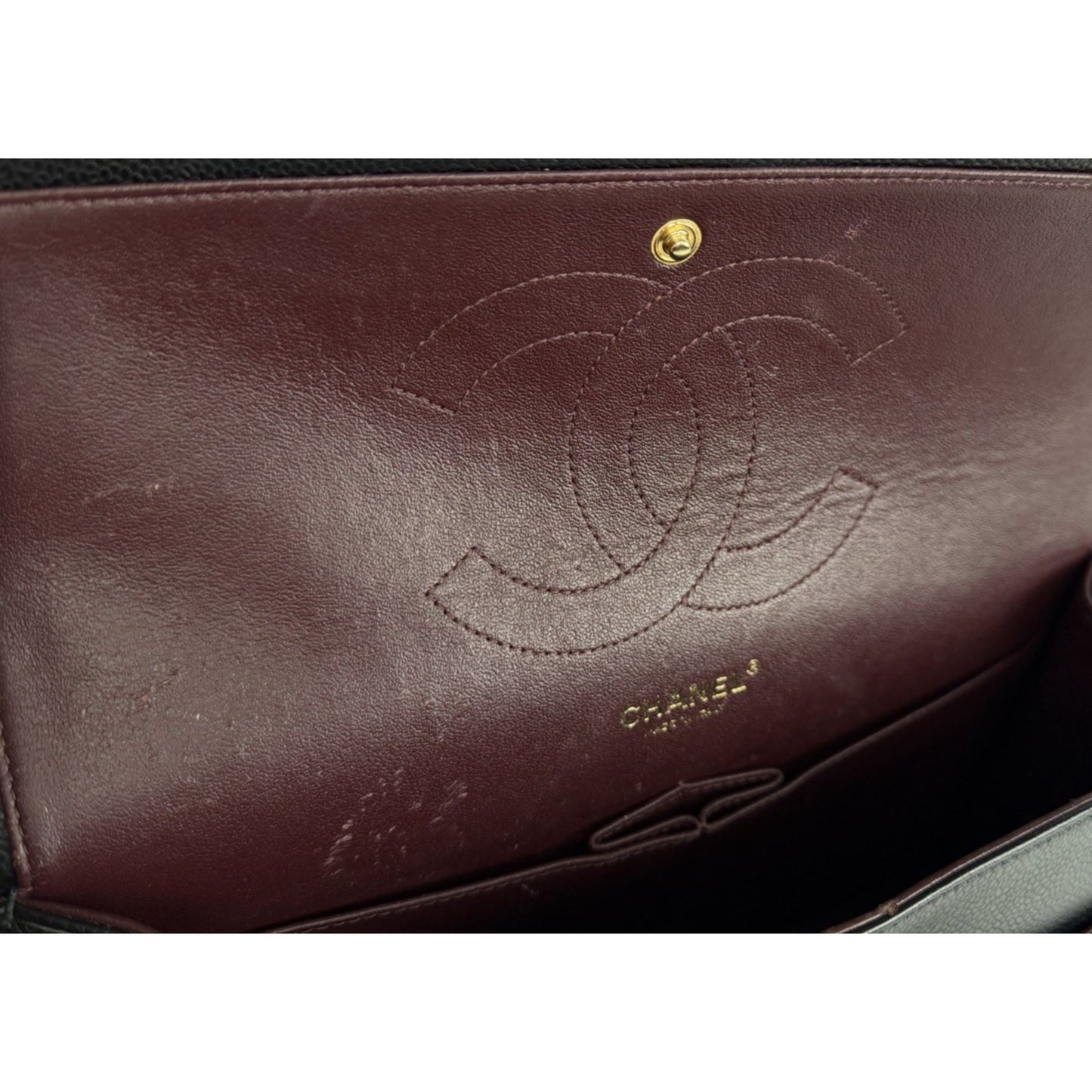 Chanel Classic Double Flap Bag Jumbo in Black Quilting Caviar Leather 2016 B5
