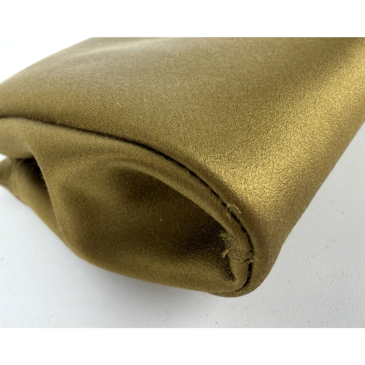Saint Laurent Evening Soft Clutch Bag in Mustard Green Satin S-05