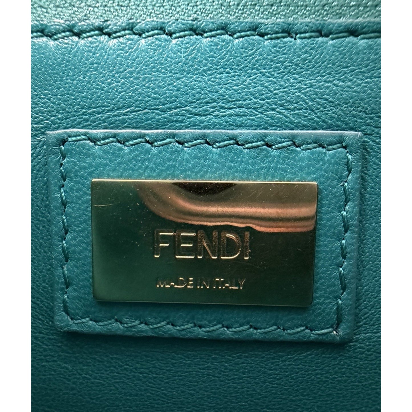 Fendi Peekaboo Handbag Mini in Emerald Green Leather & Gold Hardware S-07