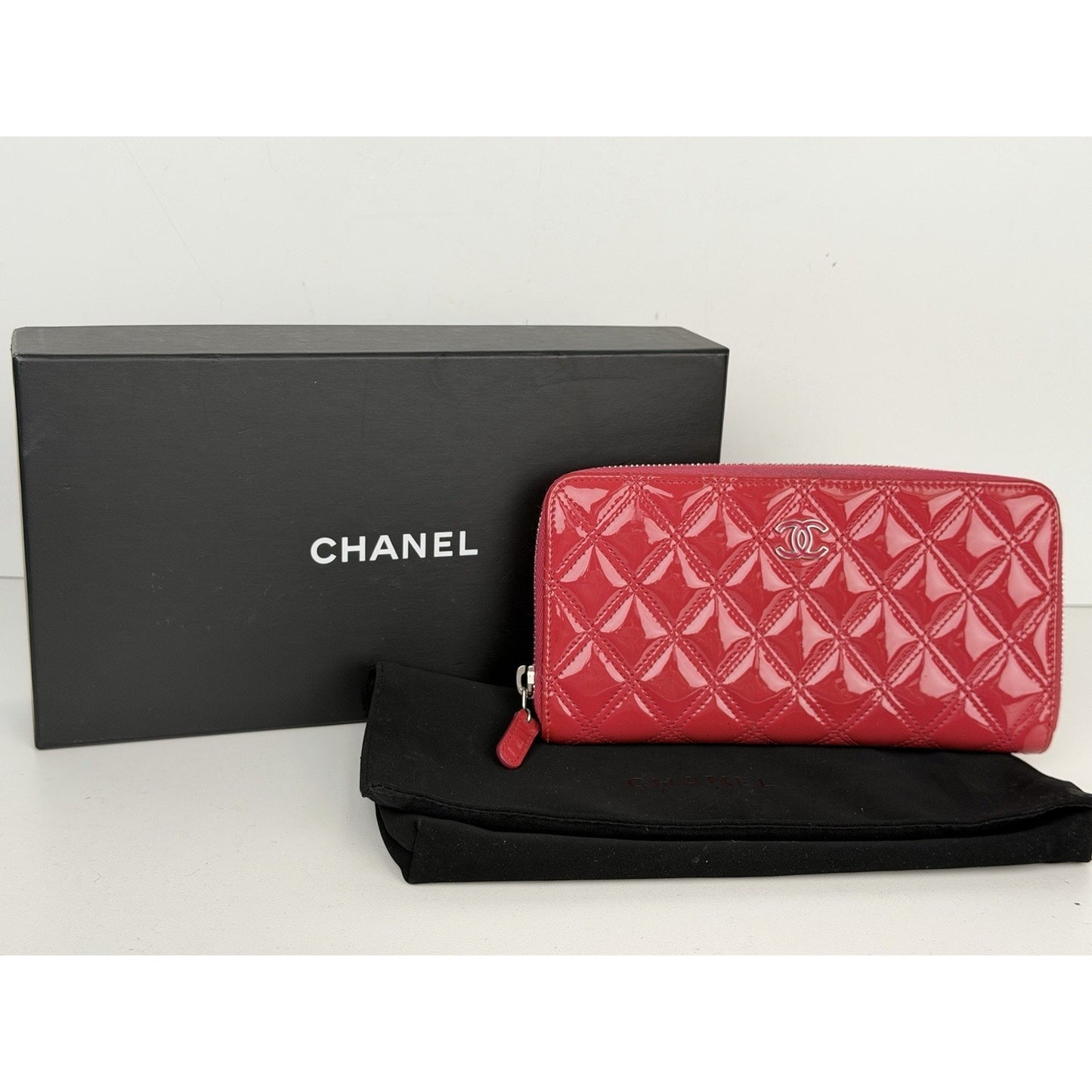 Chanel Brilliant Matelasse Long Zip-Around Wallet Pink Patent Leather 2014-2015