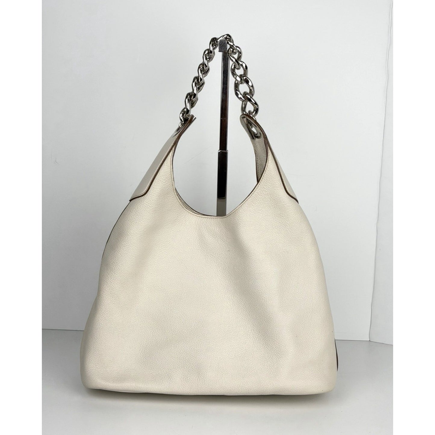 Prada Vitello Daino Chain Link Hobo Bag Large in Beige Leather S