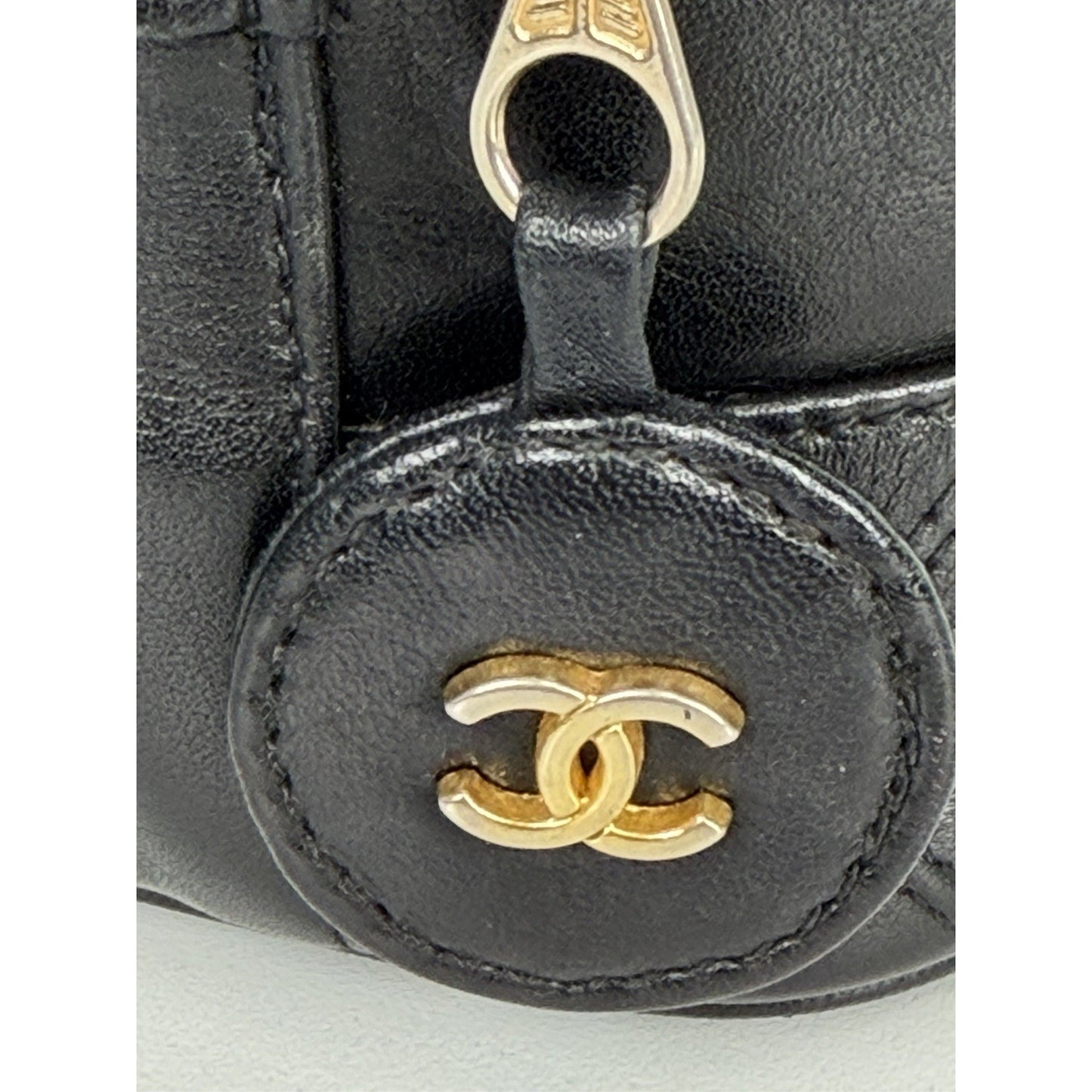 Chanel Vanity Case Vintage Black Quilted Lambskin Top Handle 1989-1991 S11